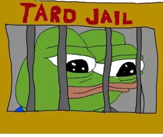 📎 Pepe the Frog TARD JAIL Pepe, rana, cárcel, meme, ofensivo whatsapp sticker