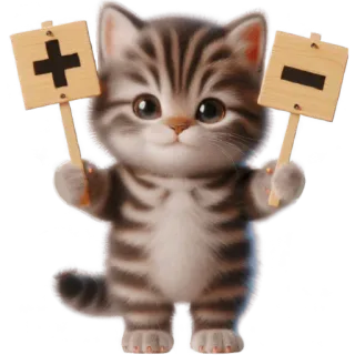 ✅ 고양이, 새끼 고양이, 더하기, 빼기, 수학, 귀여운, 기호 telegram sticker