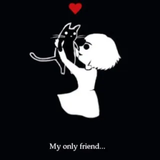 ❤️ My only friend... 고양이, 친구, 사랑, 소녀, 하트, 우정 telegram sticker