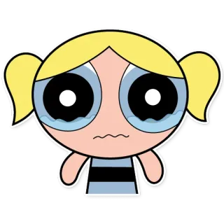 😢 Bubbles Powerpuff Girls Cartone animato, Triste, Ragazza, Bolle, Pianto telegram sticker