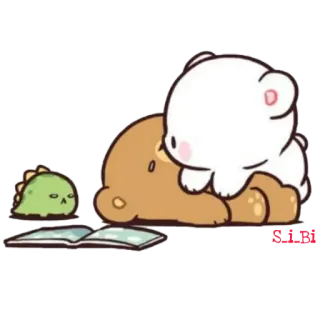 😙 orso, cartone animato, kawaii, carino, adesivo, animato, dinosauro telegram sticker