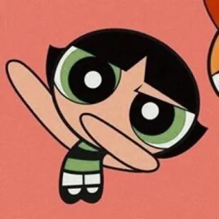 🤪 Buttercup Powerpuff Girls cartone animato, ragazza, arrabbiata, verde, TV, Powerpuff telegram sticker