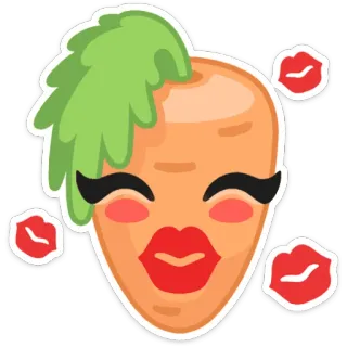 🥕 carrot, kiss, cartoon, food, emoji, vegetable telegram sticker