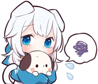🌀 Anime, Kawaii, Cachorro, Fofo, Preocupado/a, Menina, Filhote, Ilustração telegram sticker