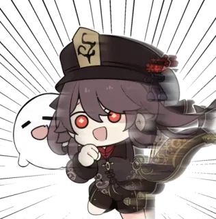 🌸 Hu Tao Genshin Impact Anime, Gioco, Carino, Chibi, Fantasma telegram sticker