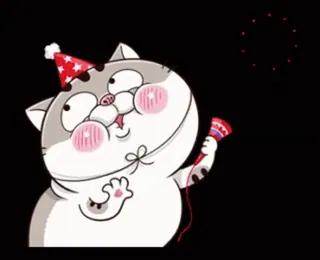 🎉 mèo, lễ kỷ niệm, hoạt hình, tiệc tùng, động vật, dễ thương, nhãn dán whatsapp sticker