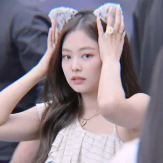 🎠 Jennie kpop, นักร้อง, เจนนี่, หูแมว, ผู้หญิง, ภาพเหมือน telegram sticker