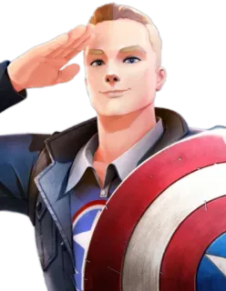 😁 Captain America superhero, marvel, comic book, salute, shield telegram sticker