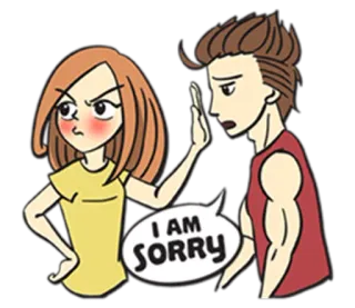 😤 I AM SORRY disculpa, perdón, dibujo animado, relación, discusión, pareja, expresión, perdón telegram sticker