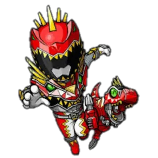 🦗 dinosaurio, robot, personaje, rojo, chibi, juguete telegram sticker
