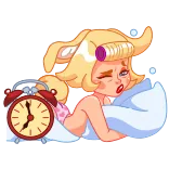 😪 眠い, 目覚まし時計, 漫画, ブロンド, 起床, 朝 whatsapp sticker
