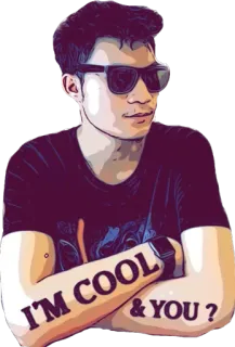 😁 I'M COOL & YOU ? круто, человек, солнцезащитные очки, стиль, мультфильм, руки telegram sticker