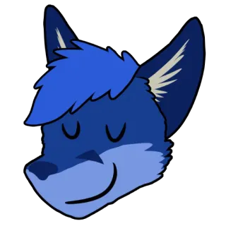 😌 raposa, animal, fofo, azul, desenho animado telegram sticker