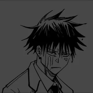 🗡️ Megumi Fushiguro Jujutsu Kaisen Аниме, Манга, Грустный, Плачет, Мегуми Фушигуро, Jujutsu Kaisen, Черно-белый telegram sticker
