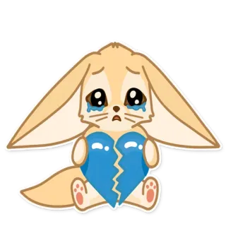 💔 fennec, triste, piangere, cuore spezzato, emozione, cartone animato, animale telegram sticker