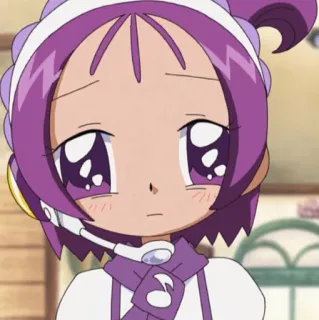 😔 Аниме, Манга, Мультфильм, Персонаж, Девушка, Фиолетовые волосы telegram sticker