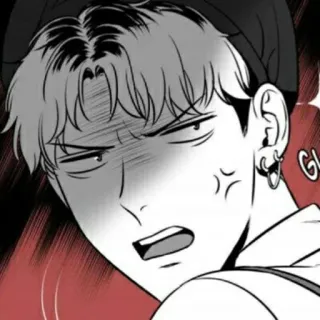 💢 만화, 남자, 표정, 화남, 불쾌, 흑백, 한국 telegram sticker