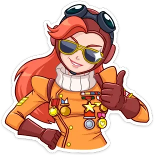 👍 ผู้หญิง, นักบิน, การ์ตูน, ยกนิ้วโป้ง, นักบิน, ตัวละคร telegram sticker