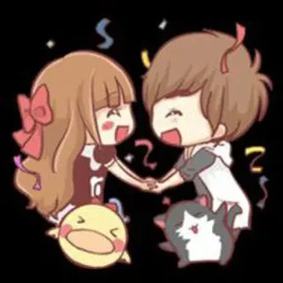 😏 Cartoon, Liebe, Paar, Süß, Feier, Beziehung whatsapp sticker