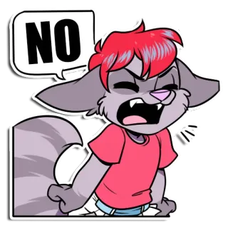 ❌ NO Cartoon, Woede, Oneens, Nee, Weigering, Expressie whatsapp sticker