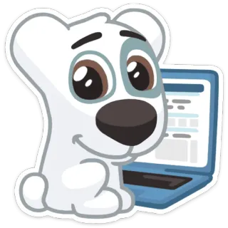 ☺️ perro, ordenador, dibujos animados, animal, portátil telegram sticker