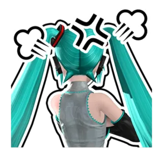 😡 Hatsune Miku Anime, wütend, frustriert, Cartoon, Vocaloid, Miku telegram sticker