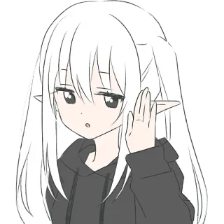 Эльфийка в худи @Nyasticks telegram stickers