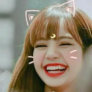 🥺 lindo, sonriente, mujer, chica, feliz, orejas de gato, neón telegram sticker