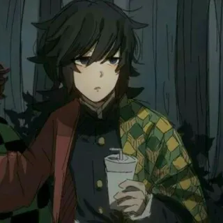 🌊 Giyu Tomioka Demon Slayer Аниме, Клинок, рассекающий демонов, Гию Томиока, Пьёт telegram sticker