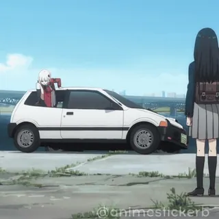 🤧 animestickerb anime, kreskówka, samochód, naklejka whatsapp sticker