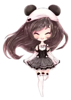 😁 จิบิ, น่ารัก, แพนด้า, อนิเมะ, ผู้หญิง, คาวาอิ, การ์ตูน telegram sticker