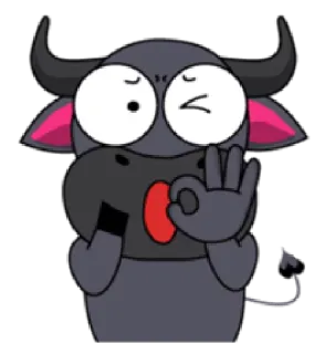 👌 hoạt hình, bò đực, dấu OK, động vật, nhãn dán telegram sticker