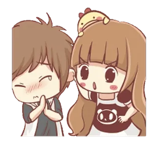 👊 cartoon, couple, cute, love, adorable, relationship, kawaii telegram sticker