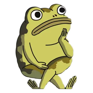🤔 grenouille, animal, dessin animé, amphibien, nature, vert telegram sticker
