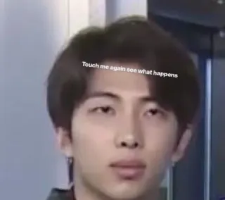 🔪 RM Touch me again see what happens meme, threat, kpop, bts, rm telegram sticker