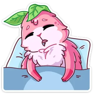 🤤 น่ารัก, คาวาอิ, สติกเกอร์, ลูกพีช, ง่วง, นอนหลับ, สัตว์, แฟนตาซี telegram sticker