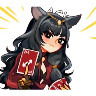 ↕️ LOL аниме, девушка-кошка, карточная игра, карта возврата, лол telegram sticker