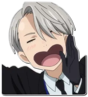 😆 Victor Nikiforov Yuri on Ice Anime, Yuri on Ice, Victor Nikiforov, Patinaje artístico, Dibujo animado, Personaje telegram sticker