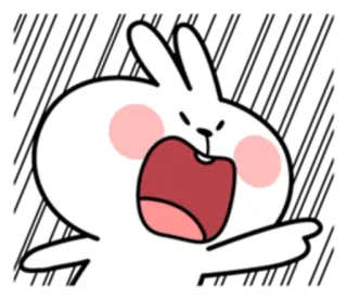 😡 konijn, cartoon, boos, wijzen, schreeuwen telegram sticker