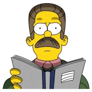 📖 Ned Flanders The Simpsons Ned Flanders, The Simpsons, Kartun, Karakter, Membaca telegram sticker
