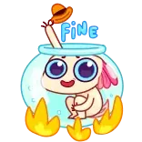 👌 FINE axolotl, vuur, meme, cartoon, schattig, oké telegram sticker