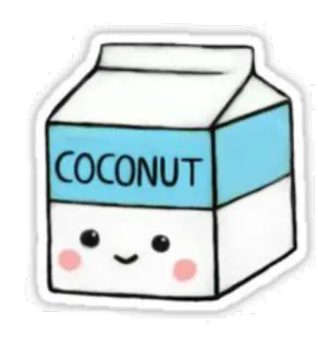 🥛 COCONUT coconut milk, milk carton, kawaii, cute, beverage, drink telegram sticker