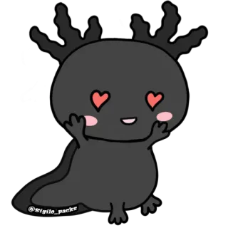 😍 ajolote, lindo, ojos de corazón, kawaii, animal whatsapp sticker