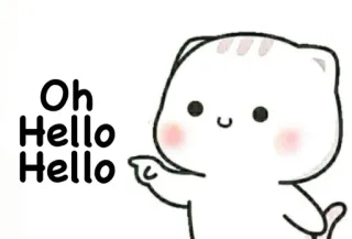 😳 Oh Hello Hello gato, saudação, olá, fofo, desenho animado telegram sticker