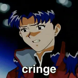 🍺 cringe 痛い, アニメ, ミーム, リアクション, 葛城ミサト telegram sticker