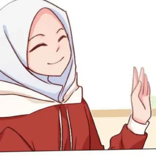 😄 muslim, hijab, gadis, anime, kartun telegram sticker