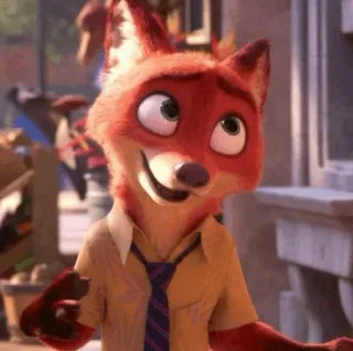 🦊 Nick Wilde Zootopia fox, anthropomorphic, cartoon, animal, character, smiling telegram sticker