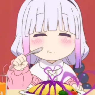 🍚 Kanna Kamui Miss Kobayashi's Dragon Maid Anime, Personagem, Comendo, Comida, Desenho animado, Garota whatsapp sticker