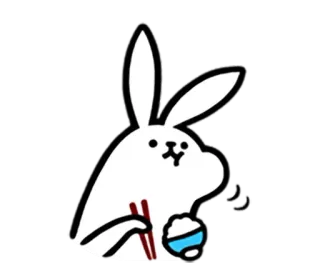 🍚 lapin, riz, baguettes, manger, mignon whatsapp sticker