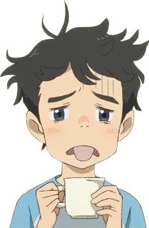 🥵 Anime, Ragazzo, Triste, Stanco, Esaurito, Emotivo telegram sticker